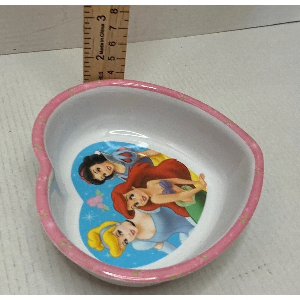 Zak Designs Disney Princess Heart Shaped Plate and Bowls Set Melamine Pink Blue